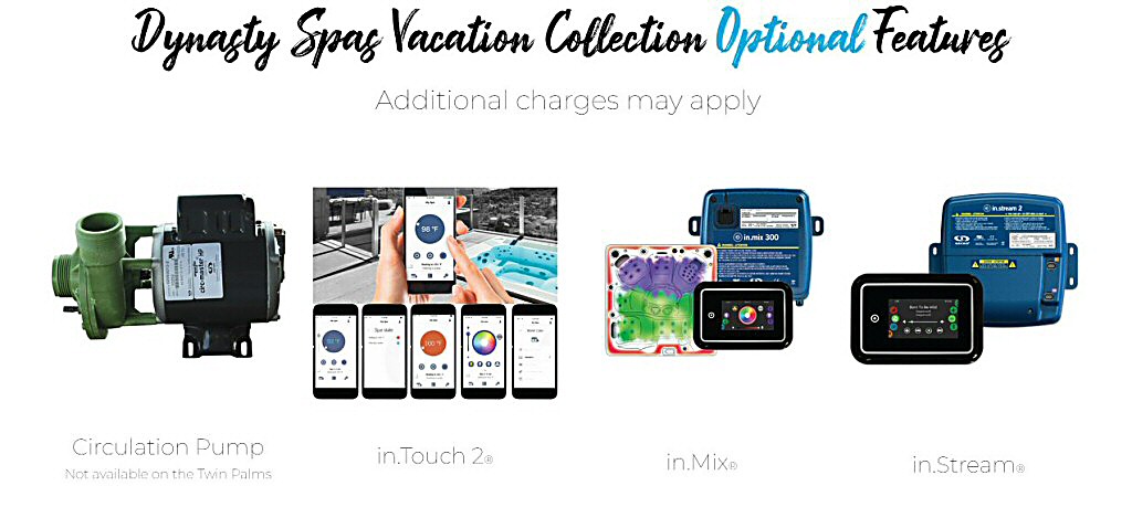 Dynasty Spas  Optional Features,Family Party Spas Hot Tubs 13' Family Island Oasis Hot Tub