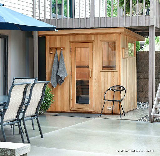 The Euro outdoor sauna includes many features shown here